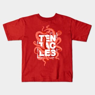 Tentacles – Red (white-out) Kids T-Shirt